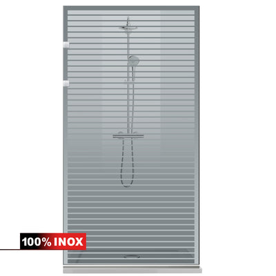 Paravan dus Walk-in, Perete dus Inox, #Gri