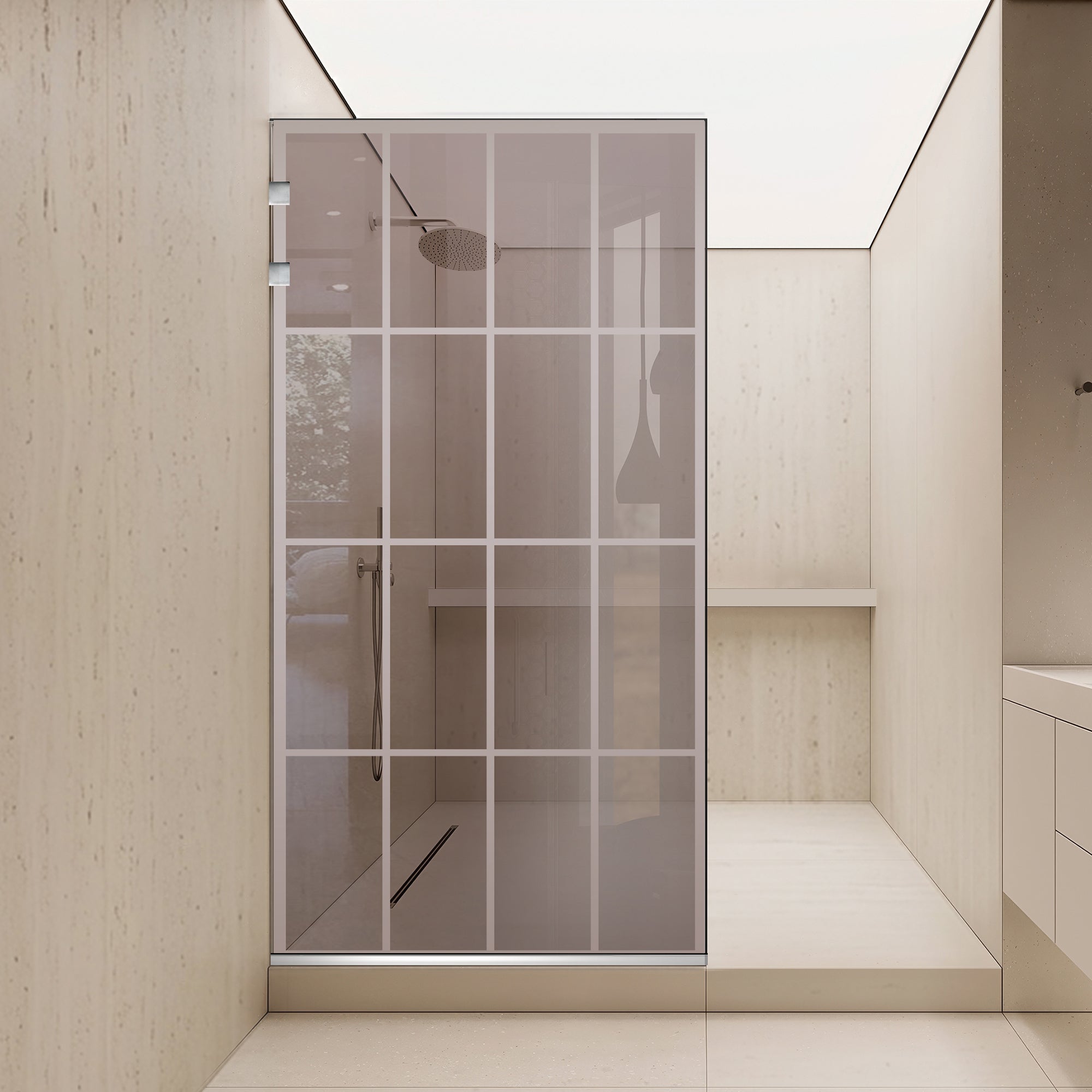 Paravan dus Walk-in, Perete dus Inox, #Bronz