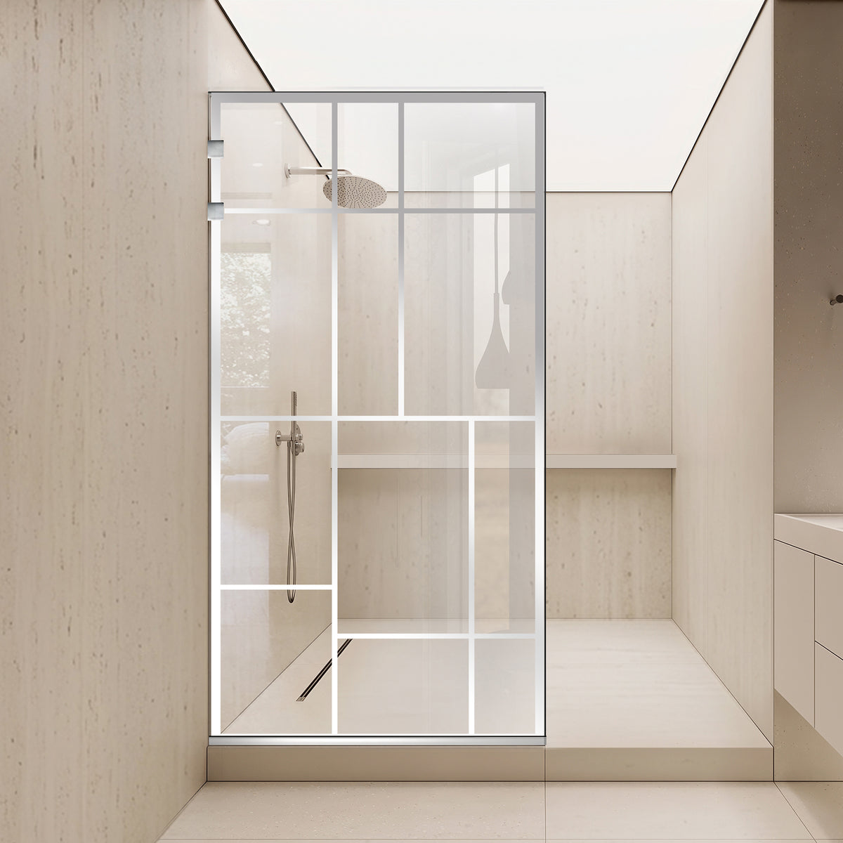 Paravan dus Walk-in, Perete dus Inox, #Clara