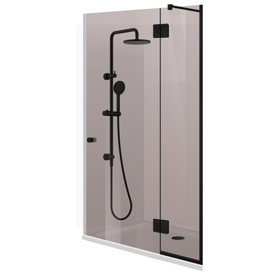 Shower door with fixed wall Aqua Line Plus hardware 100% stainless steel gold, adjustable bar, 6 mm tempered glass