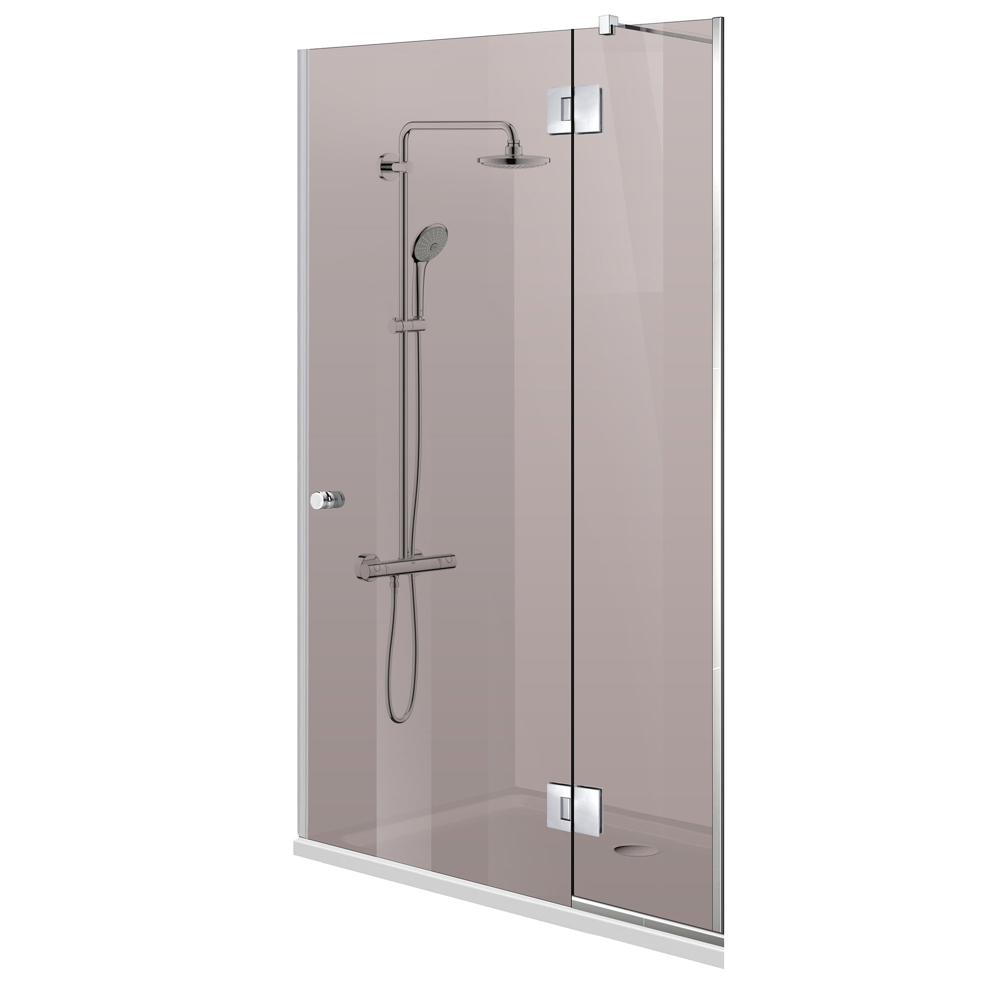 Shower door with fixed wall Aqua Line Plus hardware 100% stainless steel matte black, adjustable bar, 6 mm tempered glass