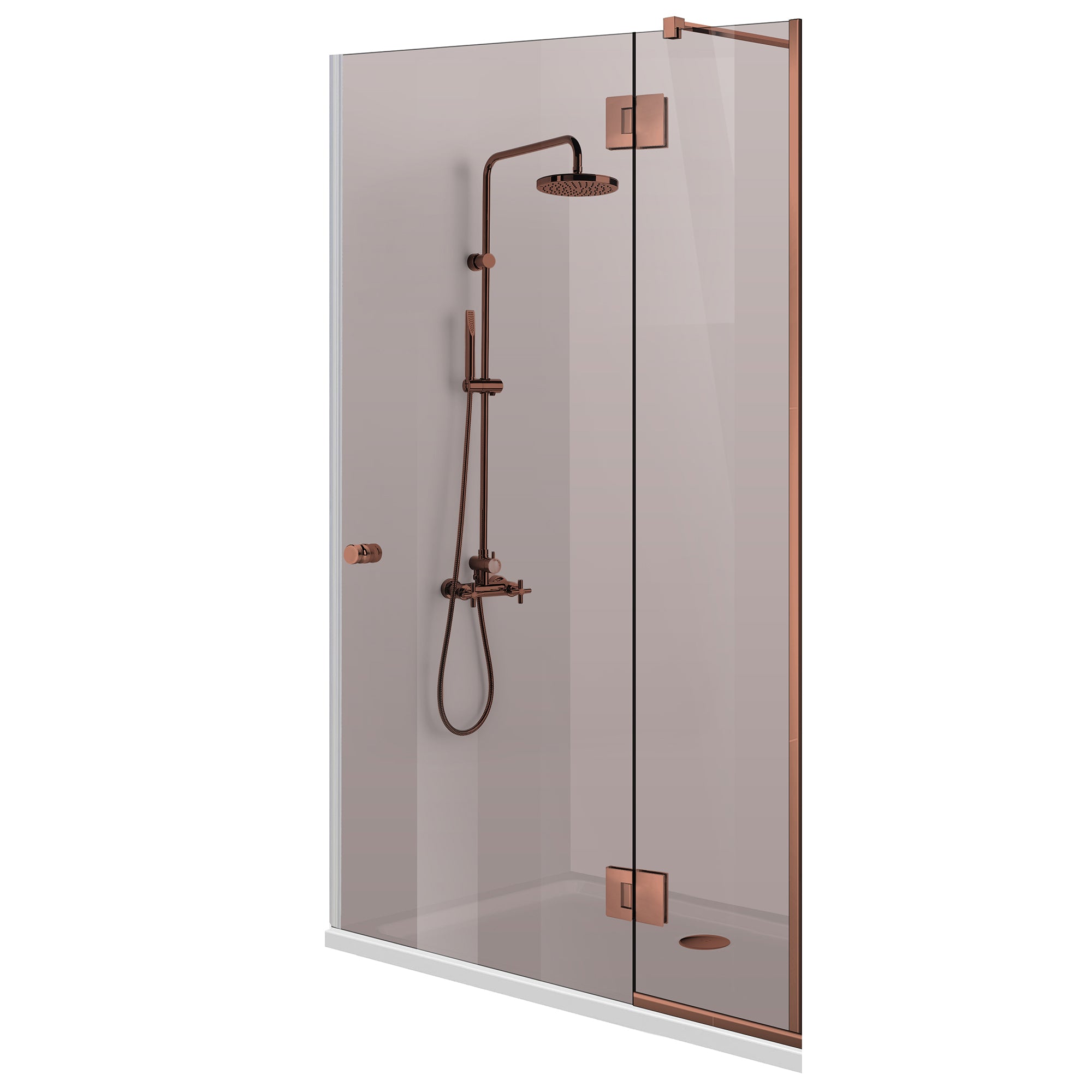 Shower door with fixed wall Aqua Line Plus hardware 100% stainless steel, adjustable bar, 6 mm tempered glass