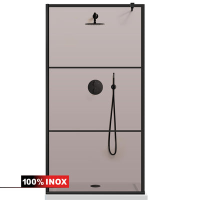 Paravan dus Walk-in, Perete dus  Negru, #Bronz #Bronz