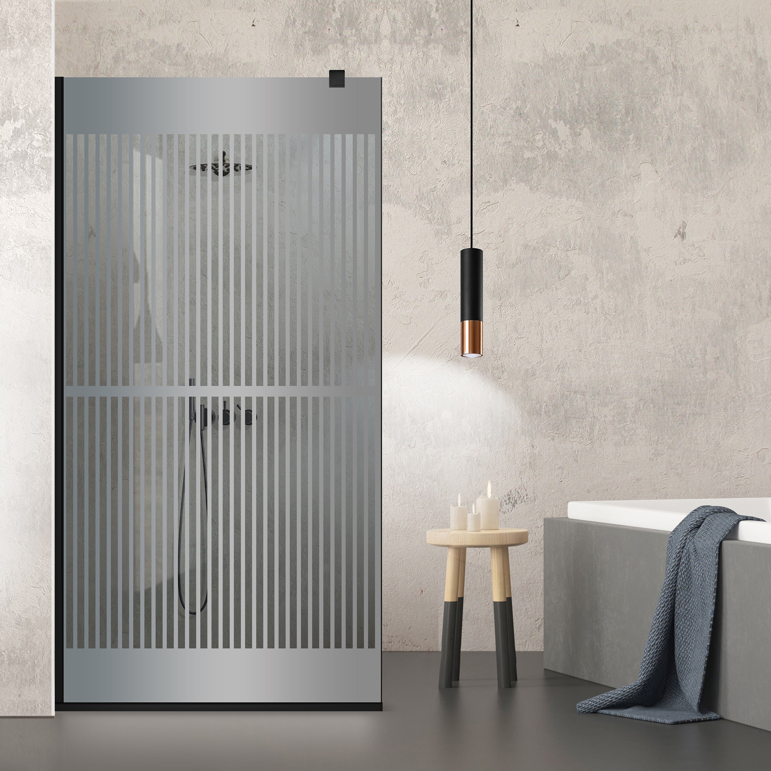 Paravan dus Walk-in, Perete dus  Negru, #Gri #Szürke