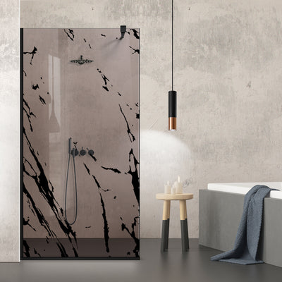 Paravan dus Walk-in, Perete dus  Negru, #Bronz #Bronz