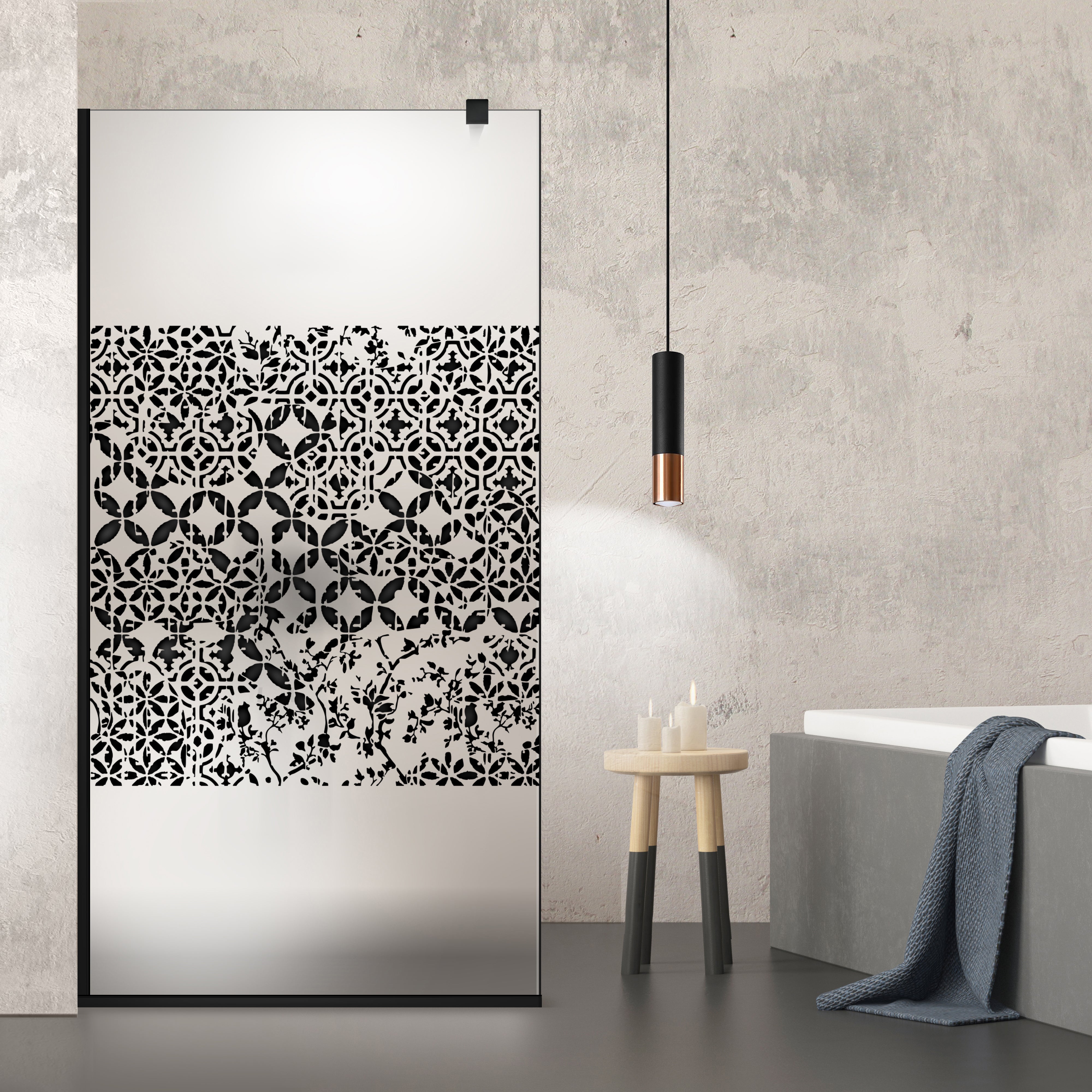 Paravan dus Walk-in, Perete dus  Negru, #Mat #Matt