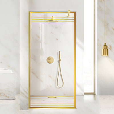 Shower Screens Walk-in, Gold Shower Wall, #Clear