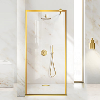 Shower Screens Walk-in, Gold Shower Wall, #Clear