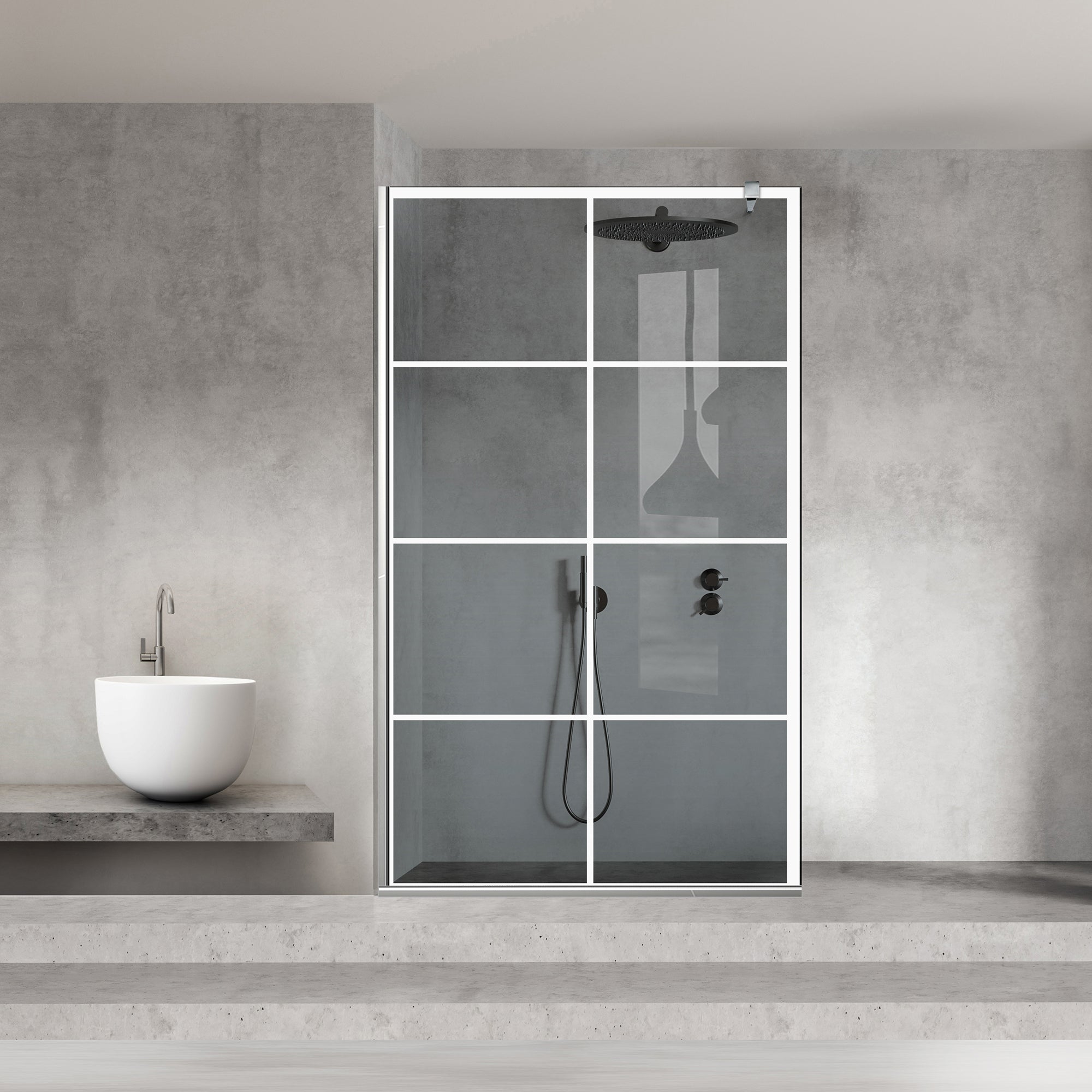 Paravan dus Walk-in, Perete dus  Inox, #Gri #Szürke