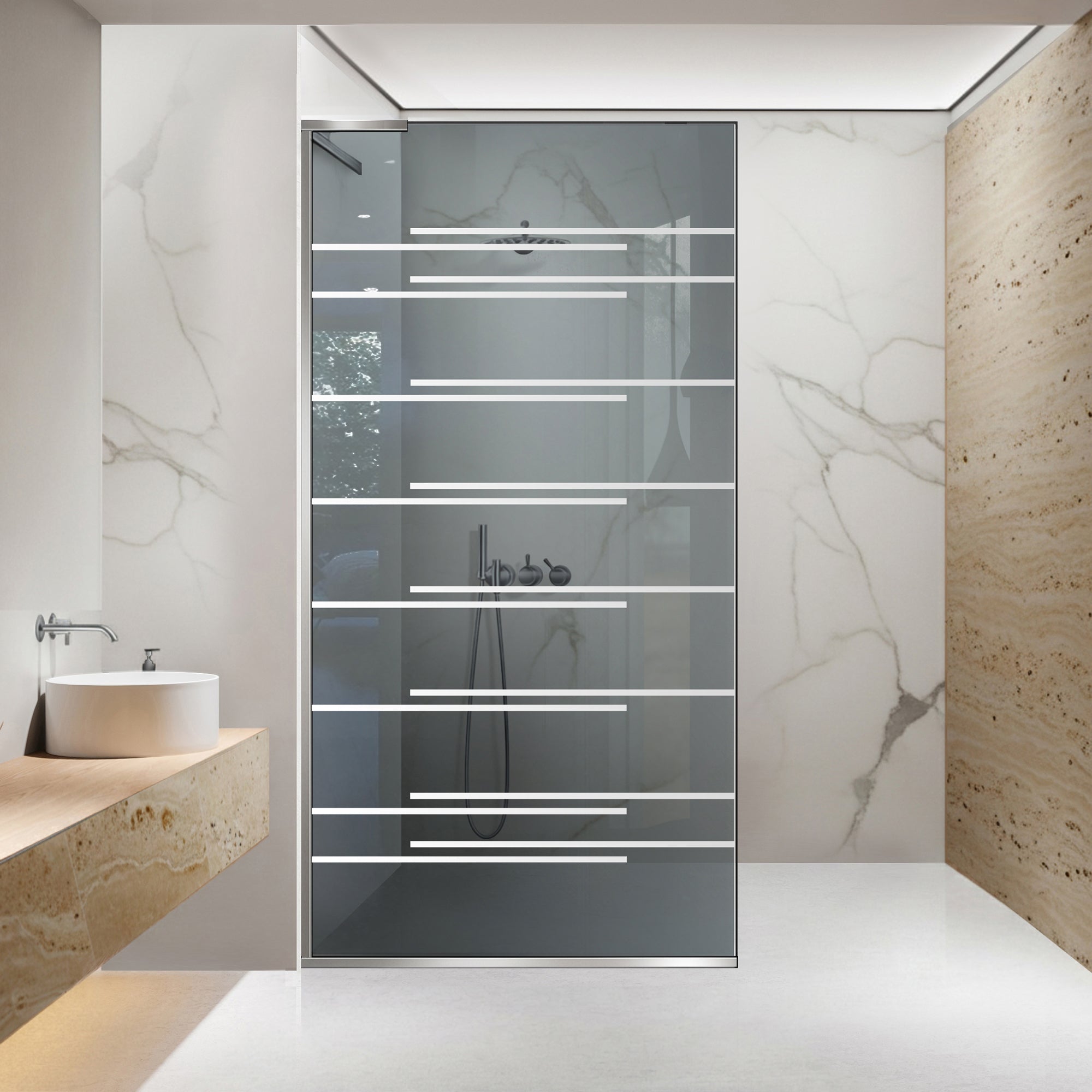 Paravan dus Walk-in, Perete dus Inox, #Gri #Szürke