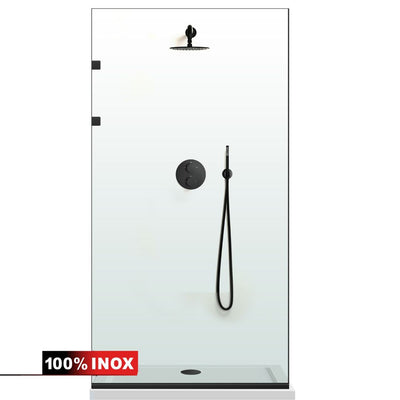 Paravan dus Walk-in, Perete dus Inox, negru mat, #Clara #Víztiszta