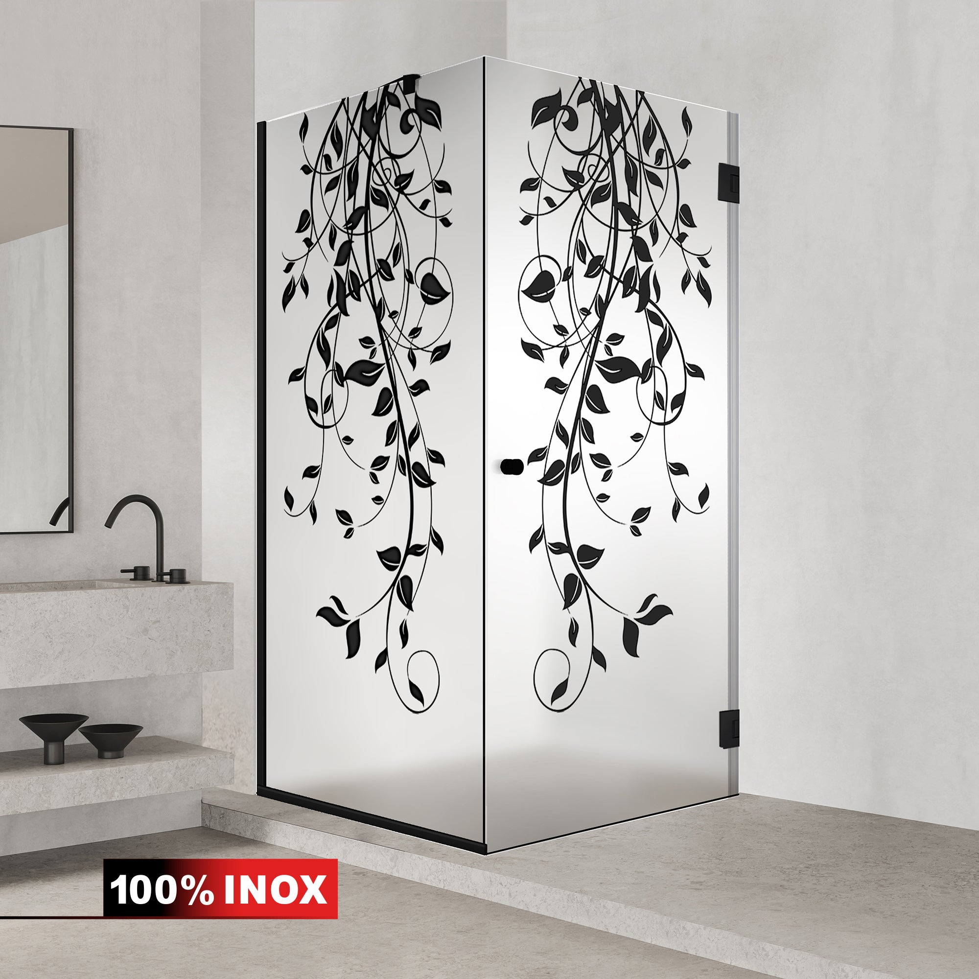 Shower enclosure with hinged door #Satiné