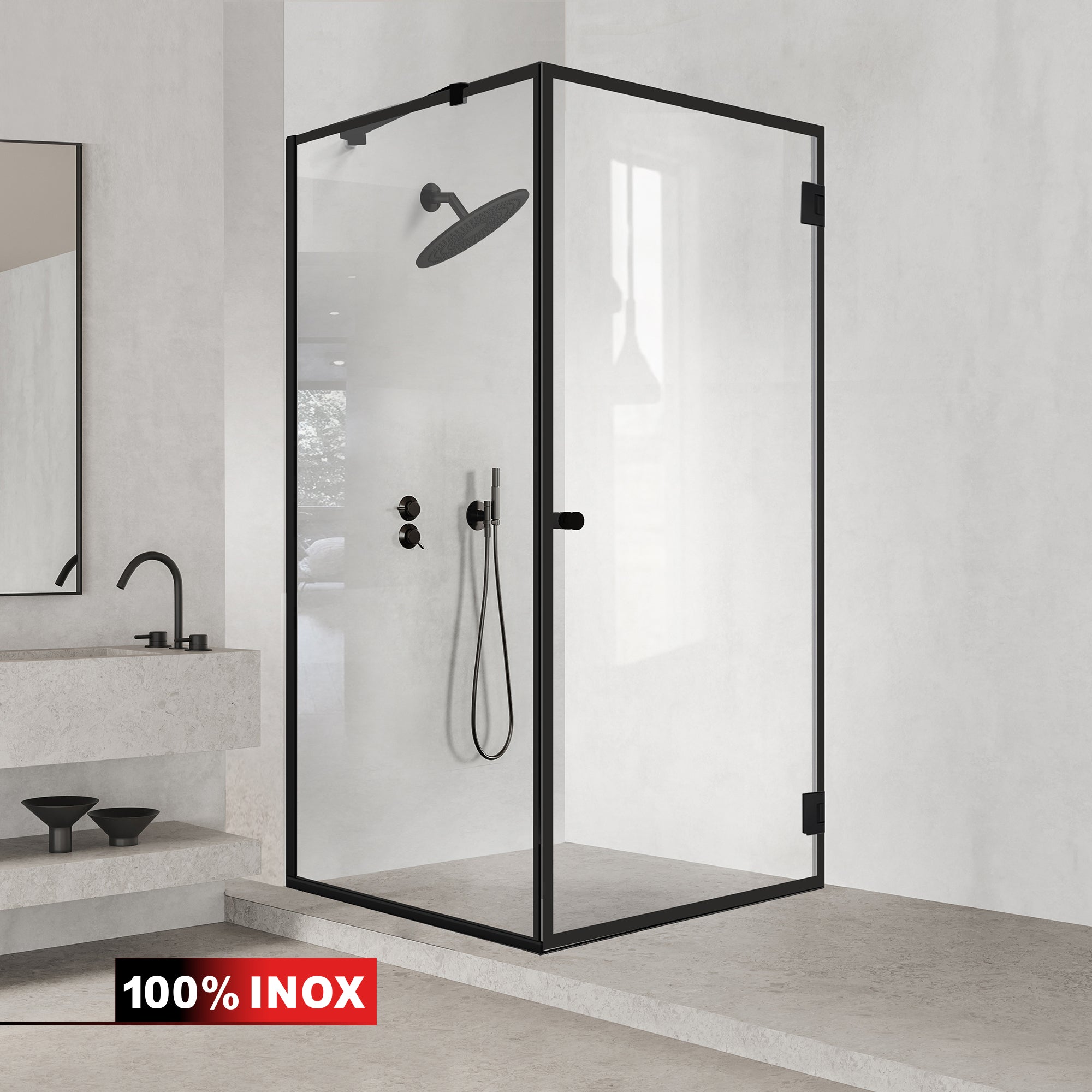 Shower enclosure with swing door #Clear