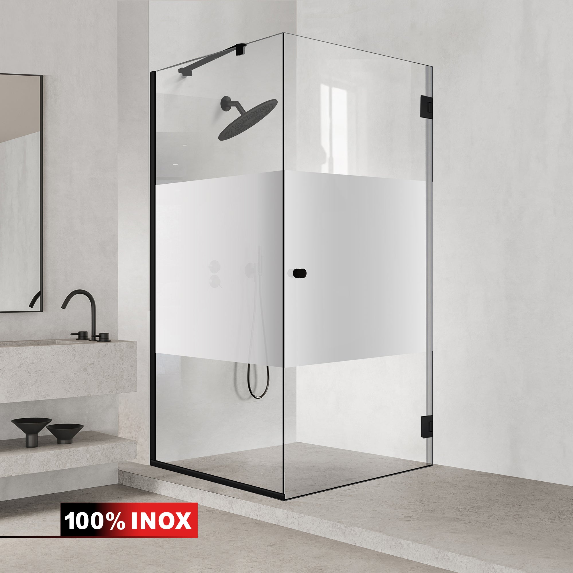 Shower enclosure with swing door #Clear