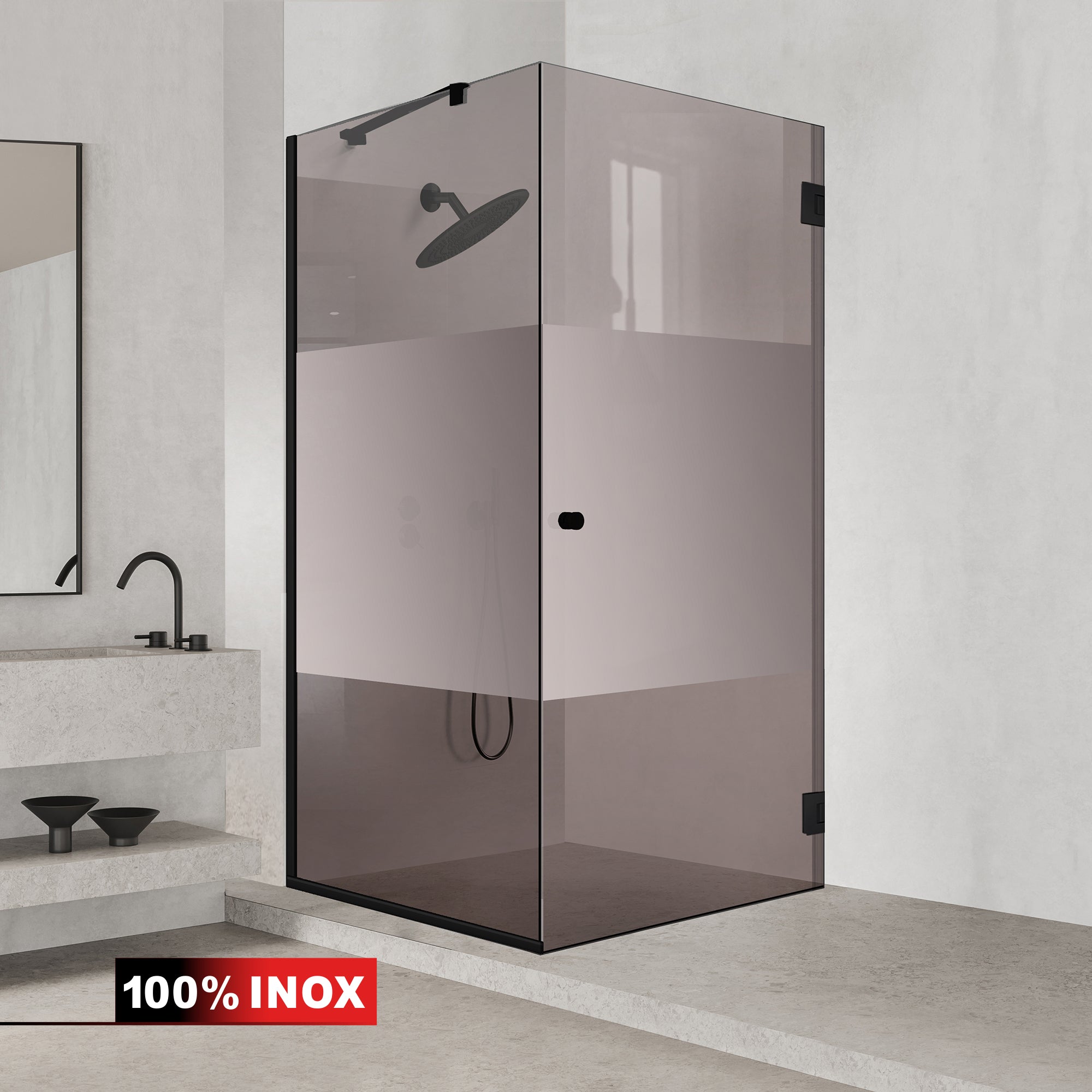 Shower enclosure with swing door #Bronze