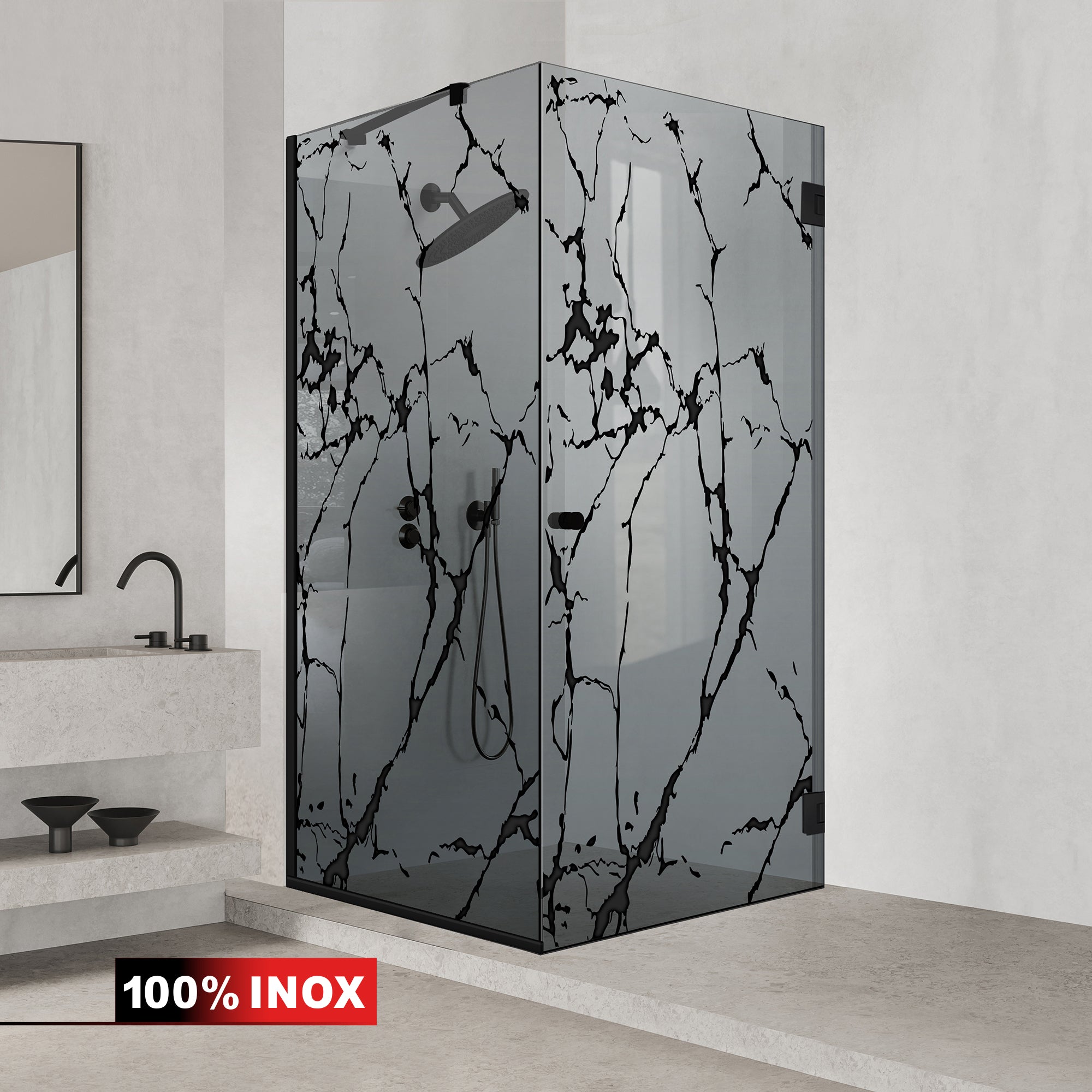 Shower enclosure with swing door #Grey