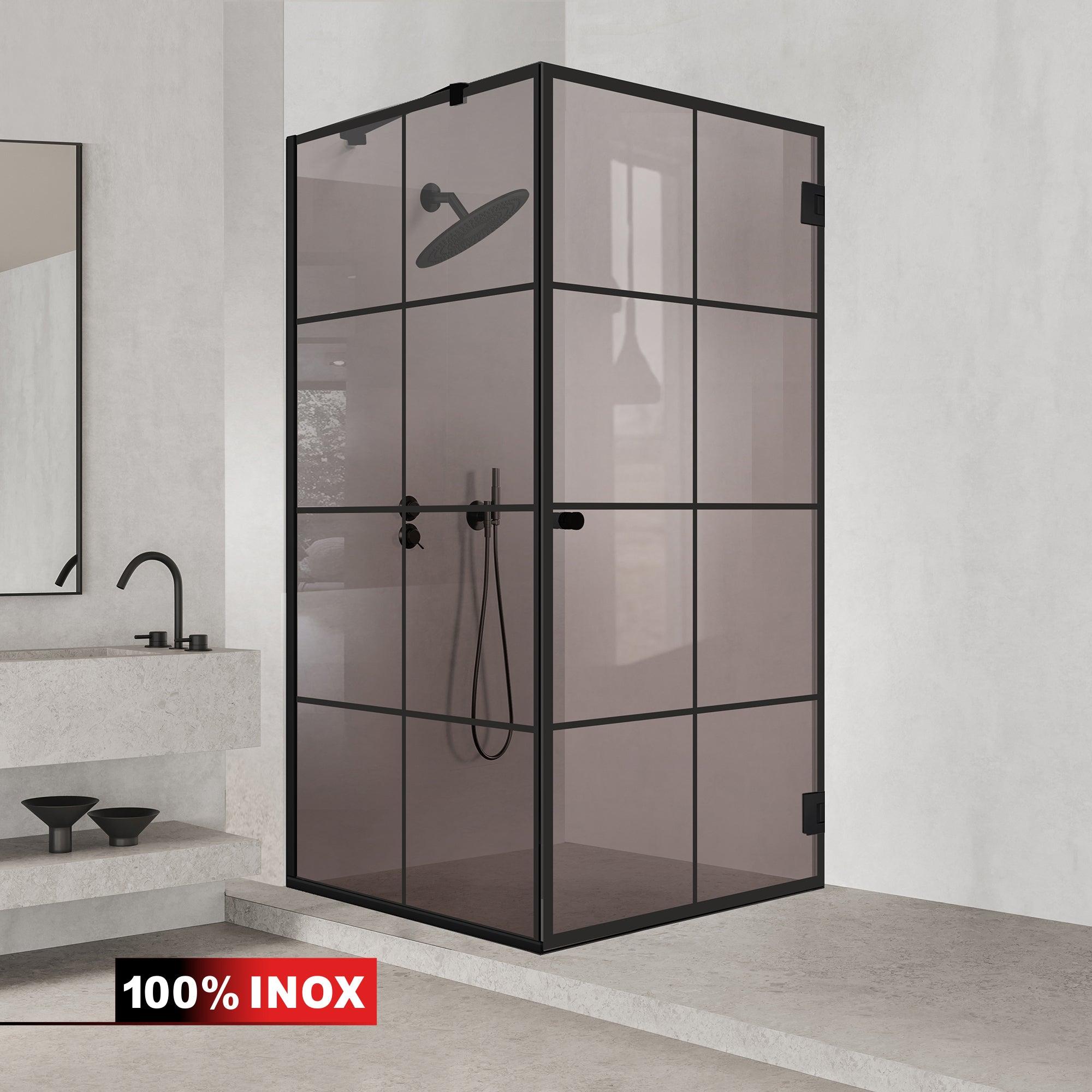 Shower enclosure with swing door #Bronze