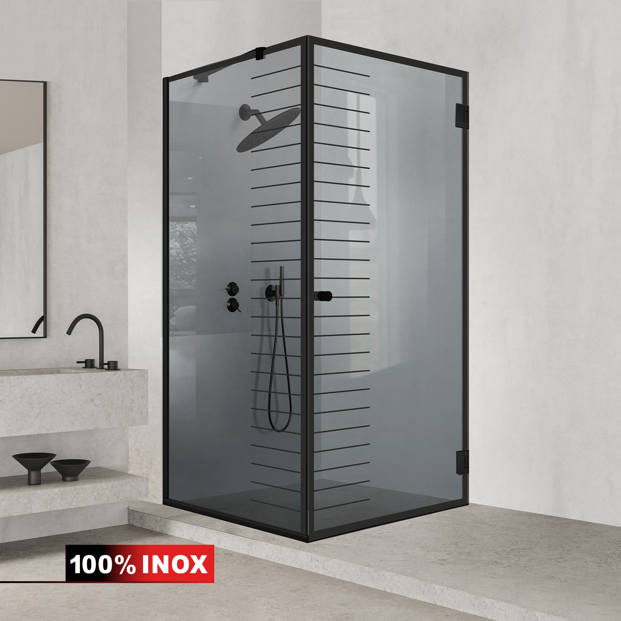 Shower enclosure with swing door #Grey