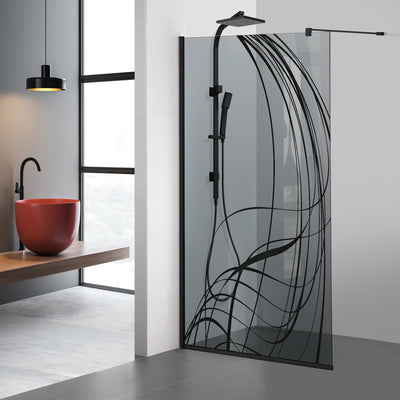 Paravan dus Walk-in, Perete dus  Negru, #Gri #Szürke