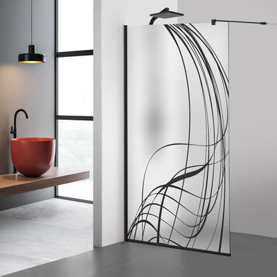 Paravan dus Walk-in, Perete dus  Negru, #Mat #Matt