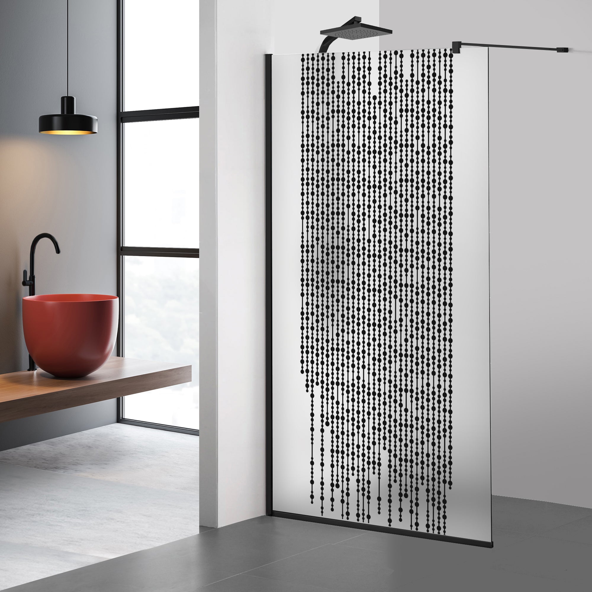 Paravan dus Walk-in, Perete dus  Negru, #Mat #Matt