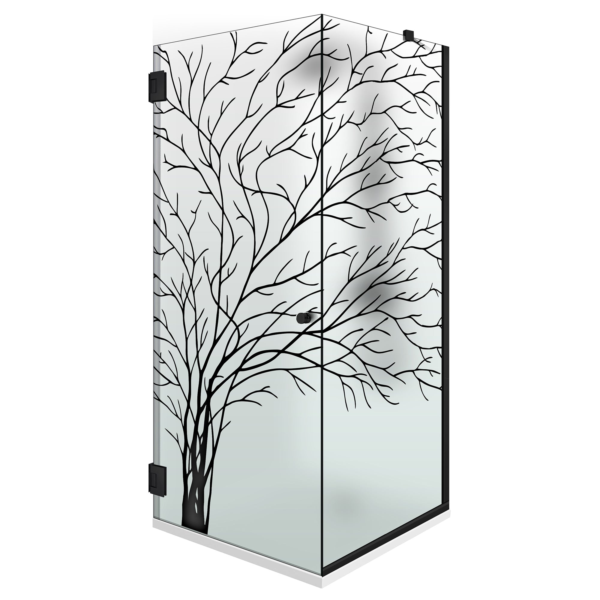 Shower enclosure with hinged door #Satiné
